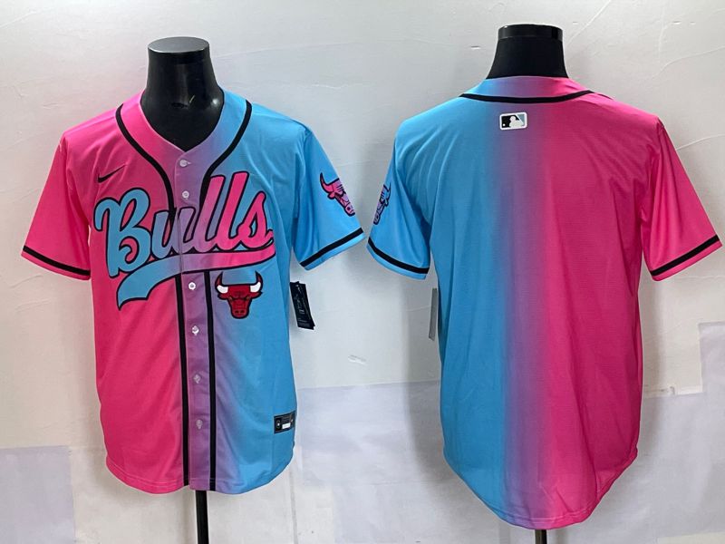 Men 2025 Chicago Bulls Blank Blue pink Nike NBA Jersey style 1->boston celtics->NBA Jersey